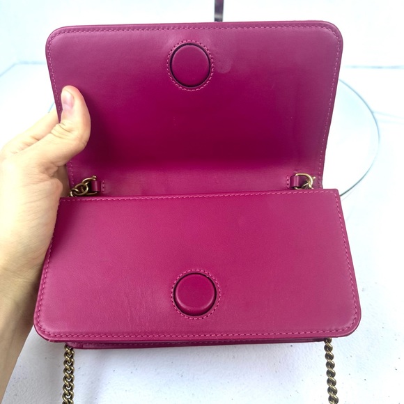 GUCCI GG MARMONT VELVET MINI FLAP BAG FUSHIA AND DIANA CHANEL FLAP BAG BUNDLE - Picture 7 of 9
